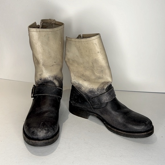 FRYE Veronica Short Ombre Stonewash Mid Calf Boot US 6M Stone - Picture 2 of 7